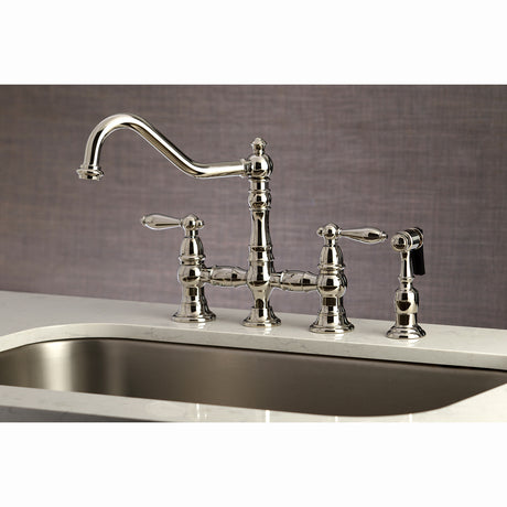 Kingston Brass KS3276ALBS Kitchen Faucet with Side Sprayer, Polished Nickel
