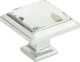 Atlas Homewares Legacy Crystal Square Knob 1 5/16 Inch Polished Chrome
