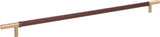Atlas Homewares Zanzibar Brown Appliance Pull 17 Inch (c-c) Leather Warm Brass