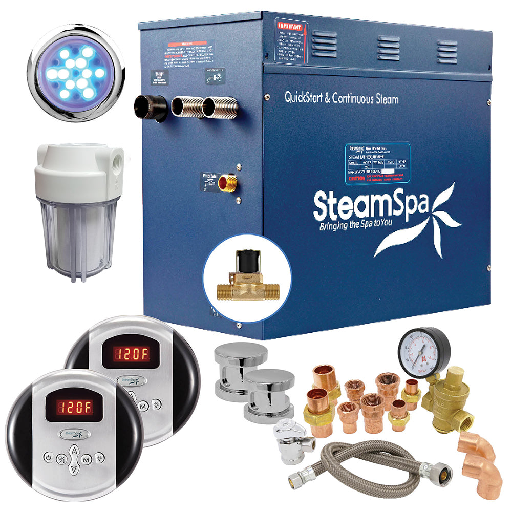 SteamSpa Executive 10.5 KW QuickStart Acu-Steam Bath Generator Package with Built-in Auto Drain in Polished Chrome EXR1050CH-A