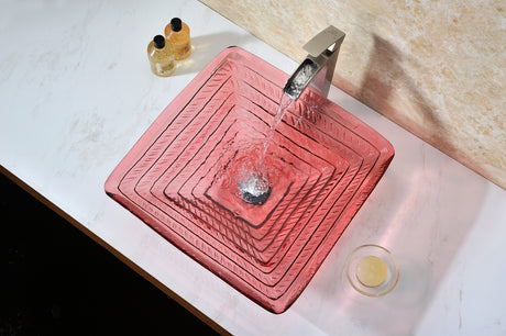 ANZZI LS-AZ8110 Nono Series Deco-Glass Vessel Sink in Lustrous Translucent Red