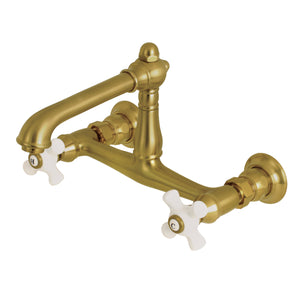 Kingston Brass KS7247PX Wall Mount Bathroom Faucet, Brushed Brass