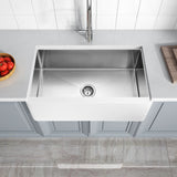 ANZZI K-AZ271-A1 Apollo Series Farmhouse Solid Surface 36 in. 0-Hole Single Bowl Kitchen Sink with Stainless Steel Interior in Matte White