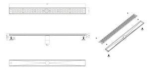 ALFI brand 36" Black Matte Stainless Steel Linear Shower Drain with Groove Holes