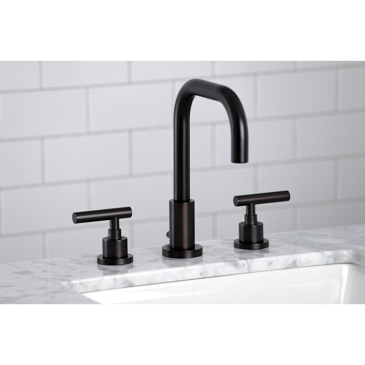 Kingston Brass FSC8935CML Manhattan Widespread Bathroom Faucet with Brass Pop-Up, Oil Rubbed Bronze