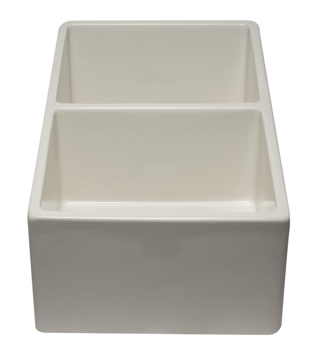 ALFI brand AB3318DB-B 33 inch Biscuit Reversible Double Fireclay Farmhouse Kitchen Sink