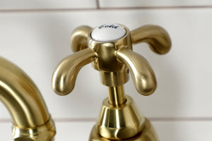 Kingston Brass KS7757TXBS French Country Bridge Kitchen Faucet with Brass Sprayer, Brushed Brass