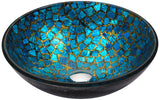 ANZZI LS-AZ198 Mosaic Series Vessel Sink in Blue/Gold Mosaic