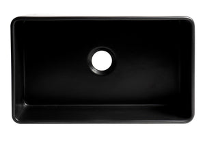 Black Matte Smooth Apron 30" x 18" Single Bowl Fireclay Farm Sink