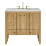 Hudson 36" Single Vanity, Light Natural Oak w/ 3 CM Ethereal Noctis Top
