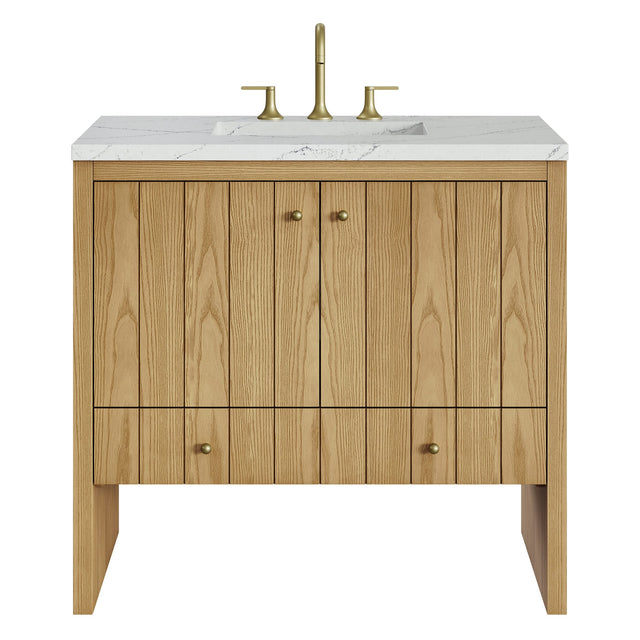 Hudson 36" Single Vanity, Light Natural Oak w/ 3 CM Ethereal Noctis Top