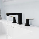 ANZZI L-AZ902MB-BG 2-Handle 3-Hole 8 in. Widespread Bathroom Faucet With Pop-up Drain in Matte Black & Brushed Gold