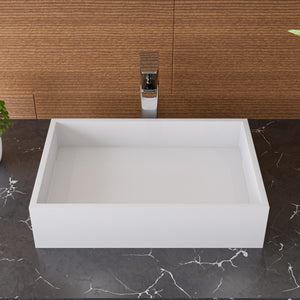 20" x 14" White Matte Solid Surface Resin Sink