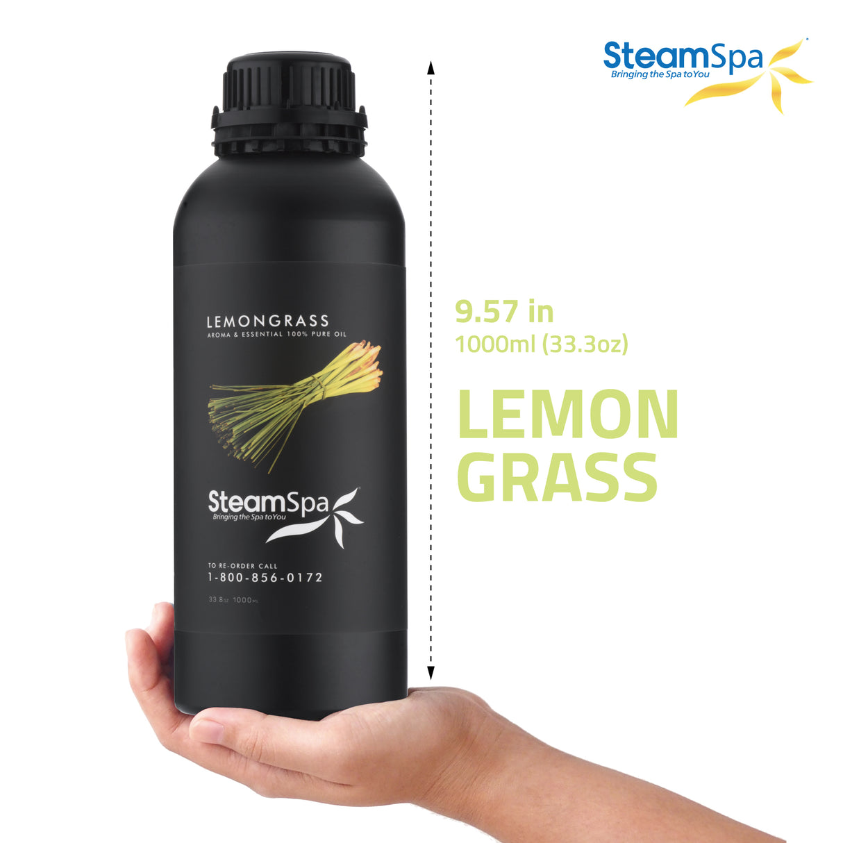 100% Natural Essence of Lemongrass 1000ml Aromatherapy Bottle G-OILLEM1K