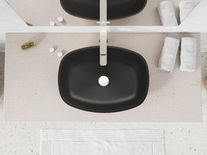 ANZZI LS-AZ913MB Ariadne Rectangle Glass Vessel Bathroom Sink with Matte Black Finish (Showroom Display for Sale)