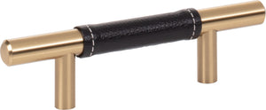 Atlas Homewares Zanzibar Black Leather Pull 3 Inch (c-c) Warm Brass
