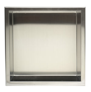 ALFI brand 12 x 12 Brushed Stainless Steel Square Single Shelf Bath Shower Niche