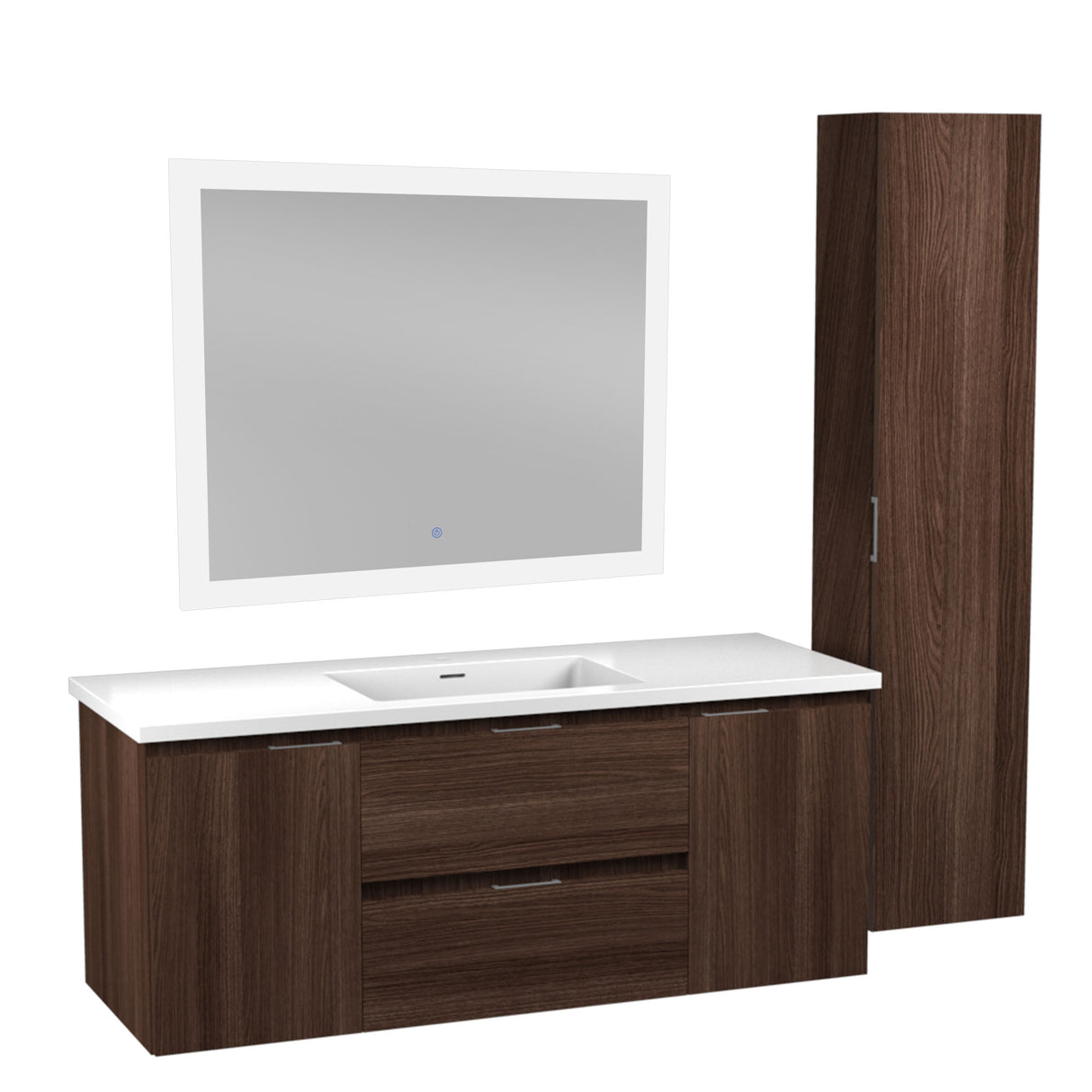 ANZZI VT-MRSCCT48-DB 48 in. W x 20 in. H x 18 in. D Bath Vanity Set in Dark Brown with Vanity Top in White with White Basin and Mirror