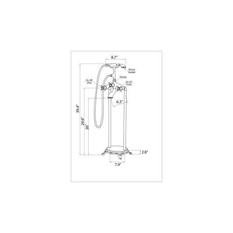 ANZZI FS-AZ0052CH Tugela 3-Handle Claw Foot Tub Faucet with Hand Shower in Polished Chrome