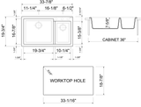 ALFI brand AB3319DI-B Biscuit 34" Double Bowl Drop In Granite Composite Kitchen Sink