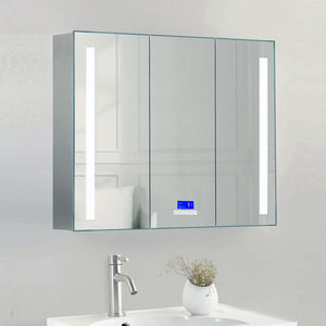 42" x 28" Triple Door LED Light Bluetooth Medicine Cabinet
