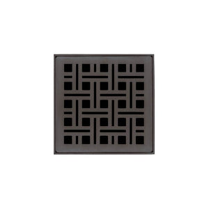 Infinity Drain VD 4-2I 4” x 4” VD 4 - Strainer - Weave Pattern & 2" Throat w/Cast Iron Drain Body 2” Outlet