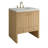Hudson 30" Single Vanity, Light Natural Oak w/ 3 CM Lime Delight Silestone Top