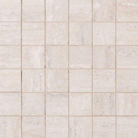 Veneto white 12x12 porcelain mesh mounted mosaic tile NVENEWHI2X2 product shot multiple tiles angle view