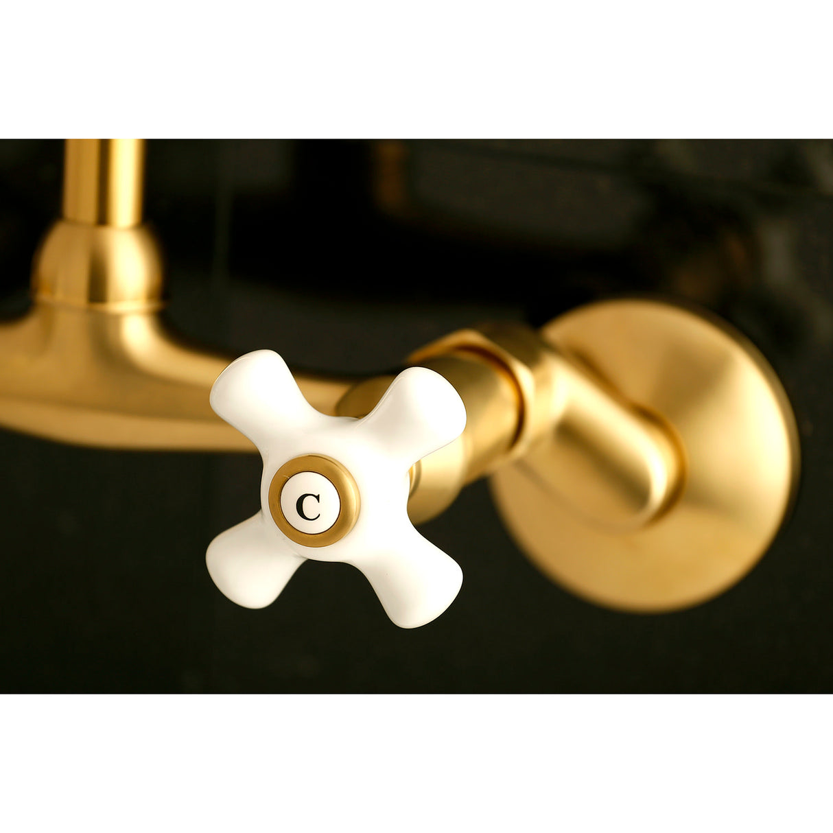 Kingston Brass KS613SB Kingston Two Handle Wall Mount Kitchen Faucet, Brushed Brass
