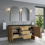 Hudson 60" Double Vanity, Light Natural Oak, w/ 3 CM Phantome Eclos Top