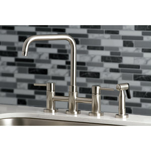 Kingston Brass KS8288DLBS Concord Bridge Kitchen Faucet with Brass Sprayer, Brushed Nickel