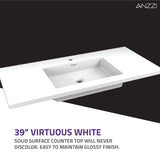 ANZZI VT-MR3SCCT39-DB 39 in. W x 20 in. H x 18 in. D Bath Vanity Set in Dark Brown with Vanity Top in White with White Basin and Mirror