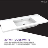 ANZZI VT-MR3CT39-WH 39 in W x 20 in H x 18 in D Bath Vanity in Rich White with Cultured Marble Vanity Top in White with White Basin & Mirror