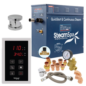 SteamSpa Premium 9 KW QuickStart Acu-Steam Bath Generator Package with Built-in Auto Drain in Polished Chrome PRT900CH-A