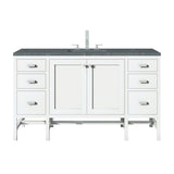 Addison 60" Single Vanity, Glossy White w/ 3 CM Parisien Bleu Silestone Top