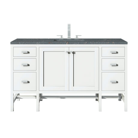 Addison 60" Single Vanity, Glossy White w/ 3 CM Parisien Bleu Silestone Top