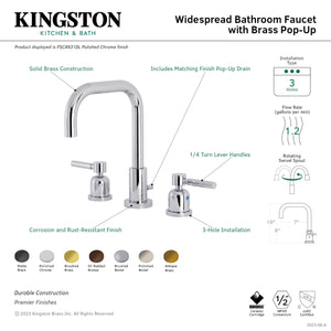 Kingston Brass FSC8933DL Concord Widespread Bathroom Faucet with Brass Pop-Up, Brushed Brass