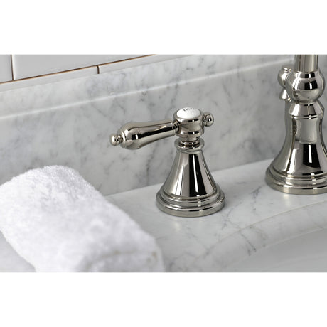 Kingston Brass KS2986BAL Heirloom Widespread Bathroom Faucet with Brass Pop-Up, Polished Nickel
