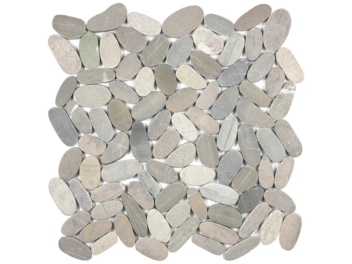 Anatolia Tile Zen Vitality Mica Flat Matte Pebble Mosaics. 1 Sheet = 1 Sq. Ft. 5001-0229-0 (76-464) Vitality Mica Flat Pebble - premium natural stone mosaic tile from Anatolia Tile, available at PoshHaus showroom in Keene, NH