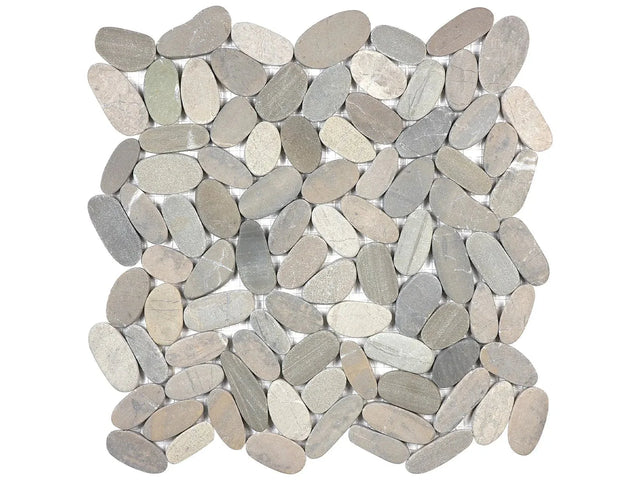 Anatolia Tile Zen Vitality Mica Flat Matte Pebble Mosaics. 1 Sheet = 1 Sq. Ft. 5001-0229-0 (76-464) Vitality Mica Flat Pebble - premium natural stone mosaic tile from Anatolia Tile, available at PoshHaus showroom in Keene, NH
