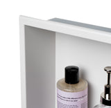 ALFI brand 12 x 24 White Matte Stainless Steel Vertical Double Shelf Bath Shower Niche