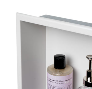 ALFI brand 12 x 24 White Matte Stainless Steel Vertical Double Shelf Bath Shower Niche
