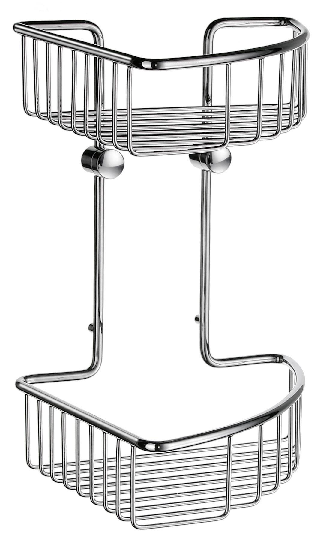 Smedbo Sideline Basic Corner Shower Double Basket in Polished Chrome