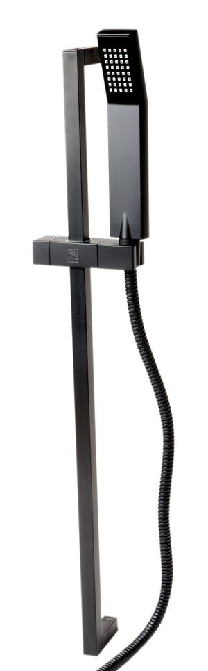 Black Matte Square Sliding Rail Hand Shower Set