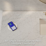Breckenridge 60" Single Vanity, Serenity Blue, w/ 3 CM Eternal Jasmine Pearl Silestone Top w/ FreePower Wireless Charger