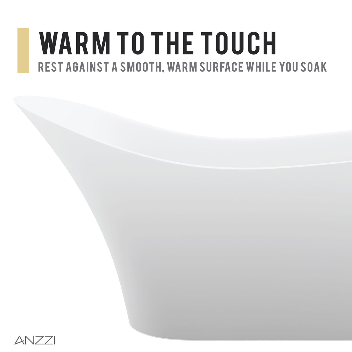 ANZZI FT-AZ8418 Tuasavi 5.6 ft. Solid Surface Center Drain Freestanding Bathtub in Matte White