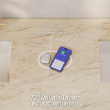 Bristol 72" Double Vanity, Whitewashed Walnut, w/ 3 CM Tajnar Eclos Top w/FreePower Wireless Charger