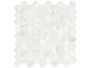 1.25 Inch Mayfair Volakas Grigio Polished Porcelain Hexagon Mosaics 1 Sheet = .97 Sq. Ft. 1.25