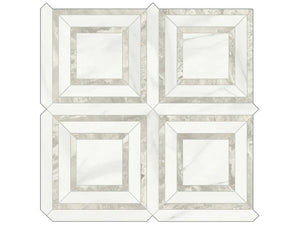 Mayfair Volakas Grigio Piazza Polished Porcelain Mosaic. 1 Sheet = .96 Sq. Ft.