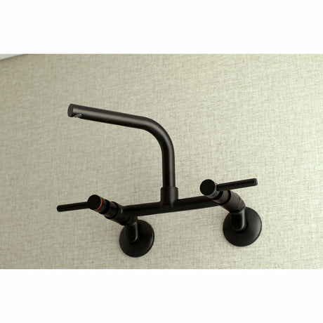 Kingston Brass Concord 8-Inch Adjustable Center Wall Mount Kitchen Faucet, Matte Black